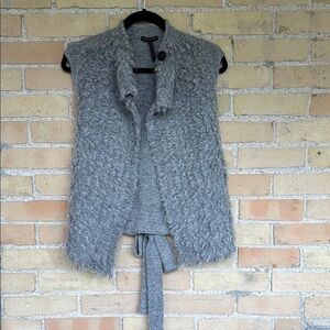 Sarah Pacini Gray Textured Mohair Sweater Vest